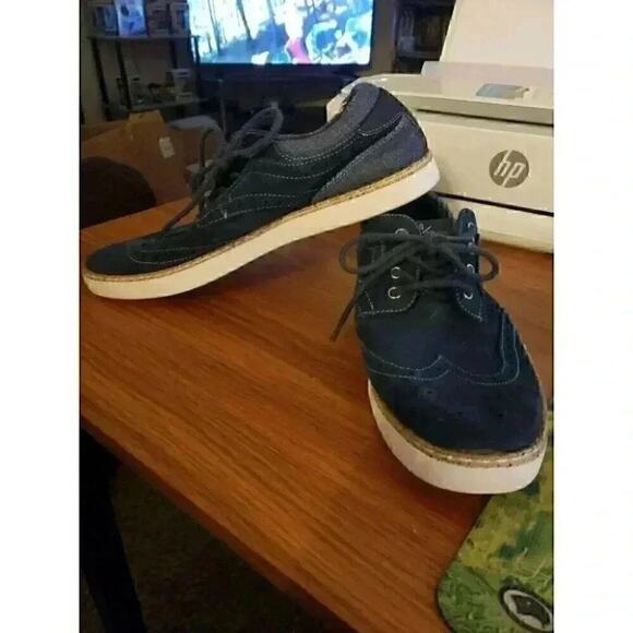 Stacy Adams Wingtip Shoes Black Denim sneakers Men's Size 8 Casual  shoes. A24 - Picture 1 of 9